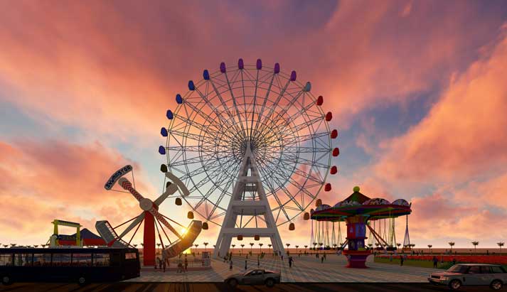 Theme park ferris wheel ride